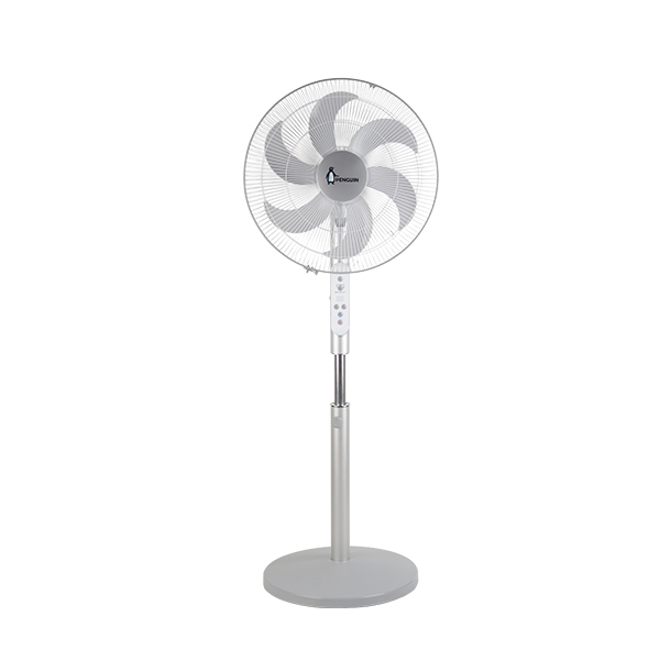 Penguin breeze pro stand fan 6 blades 18 inch digital silver stainless with remote